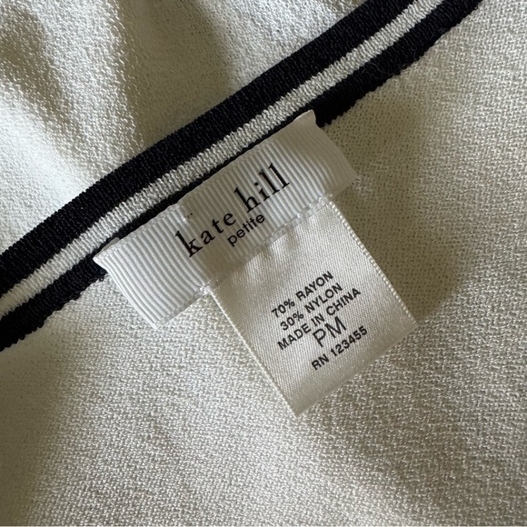 Kate Hill Scoop Neck Striped 3/4 Sleeve Cardigan Sweater - Picture 6 of 7